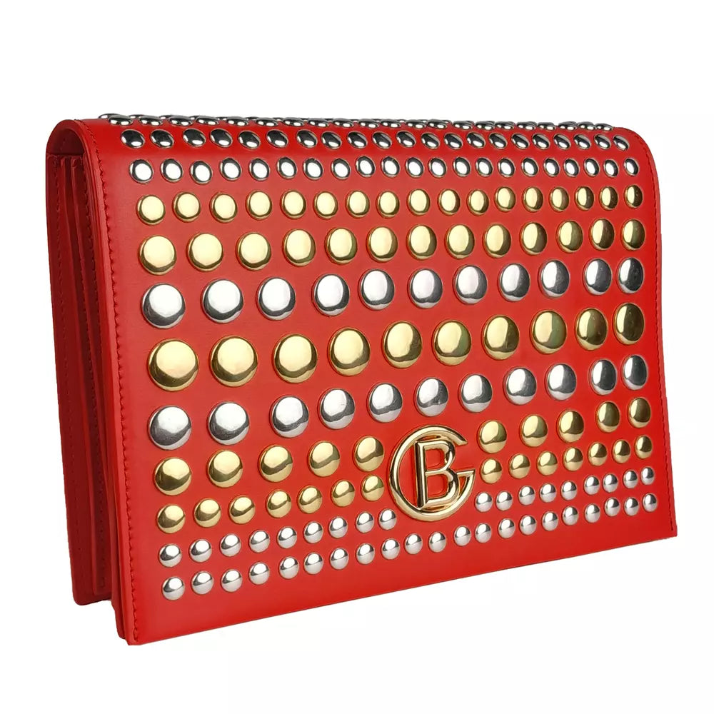 Baldinini Trend Studded Calfskin Shoulder Bag - Ravishing Red