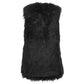 Gaelle Chic Faux Fur Zip Vest In Elegant Black