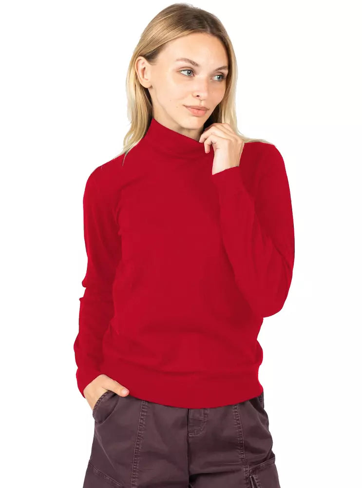 PINKO Chic Red Turtleneck Sweater with Chest Embroidery