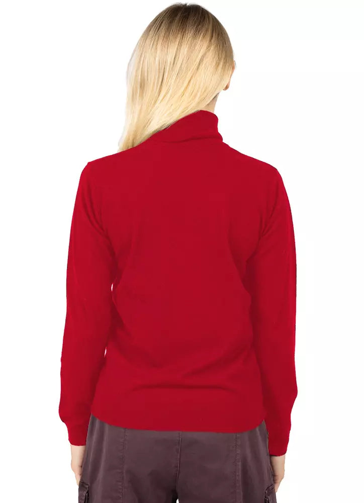 PINKO Chic Red Turtleneck Sweater with Chest Embroidery