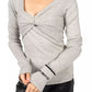 PINKO Elegant V-neck Crossover Sweater in Gray