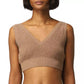 PINKO V-Neck Ribbed Wool Blend Top in Brown