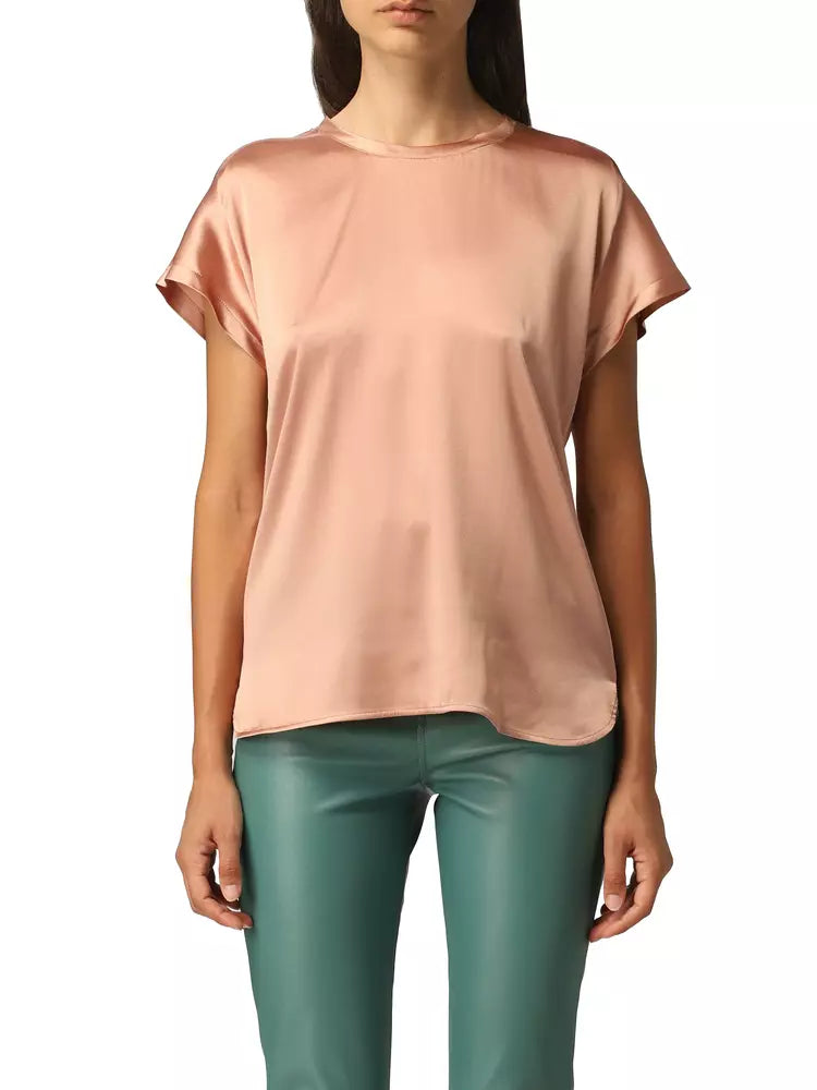 PINKO Elegant Short Sleeve Stretch Silk Blouse