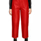 PINKO Elegant Red Lambskin Trousers with Elastic Waist