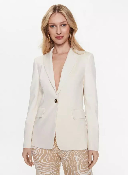 PINKO Elegant White One-Button Blazer Jacket