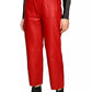 PINKO Elegant Red Lambskin Trousers with Elastic Waist