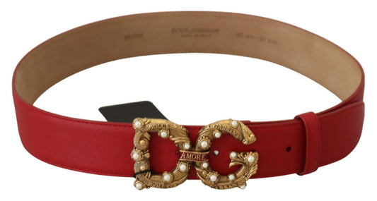 Dolce & Gabbana Elegant Red Amore Leather Belt