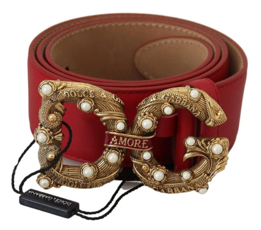 Dolce & Gabbana Elegant Red Amore Leather Belt