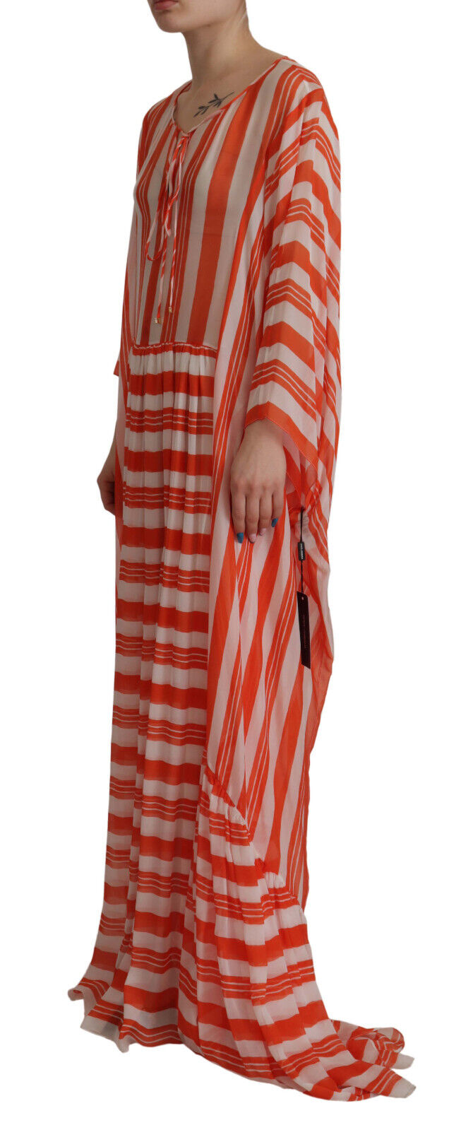 Dolce & Gabbana Elegant Striped Silk Maxi Dress