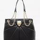 Plein Sport Elegant Faux Leather Tote with Gold Chain Accent