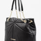 Plein Sport Elegant Faux Leather Tote with Gold Chain Accent