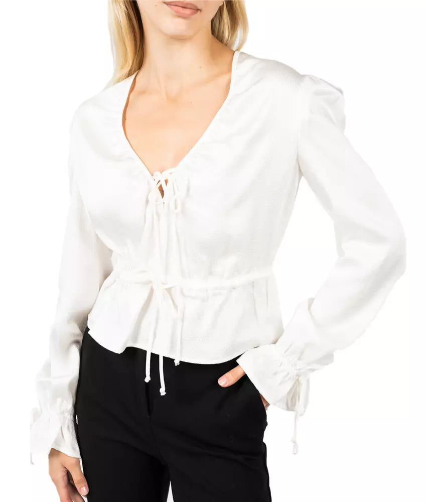 PINKO Hammered Satin V-Neck Blouse