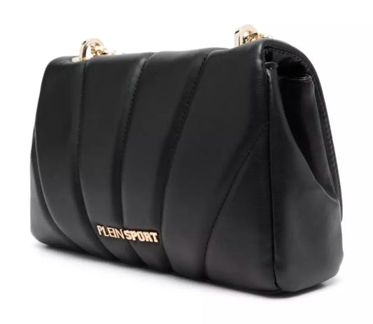 Plein Sport Elegant Black Crossbody with Gold Chain Accent