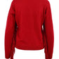 PINKO Perforated Crew-Neck Red Sweater with Fringe Detail