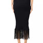 PINKO Chic Ribbed-Fringe Pencil Skirt in Black