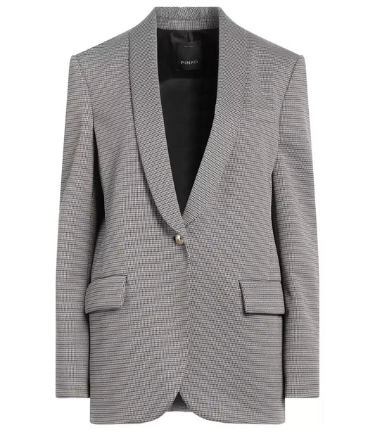 PINKO Chic Houndstooth Blazer with Metallic Accents