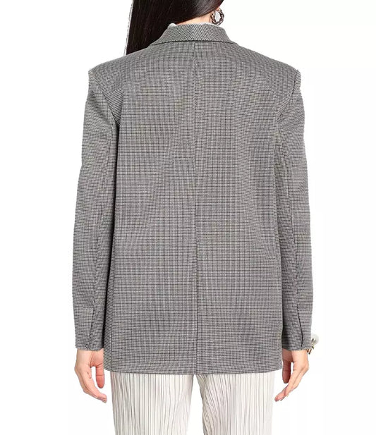 PINKO Chic Houndstooth Blazer with Metallic Accents