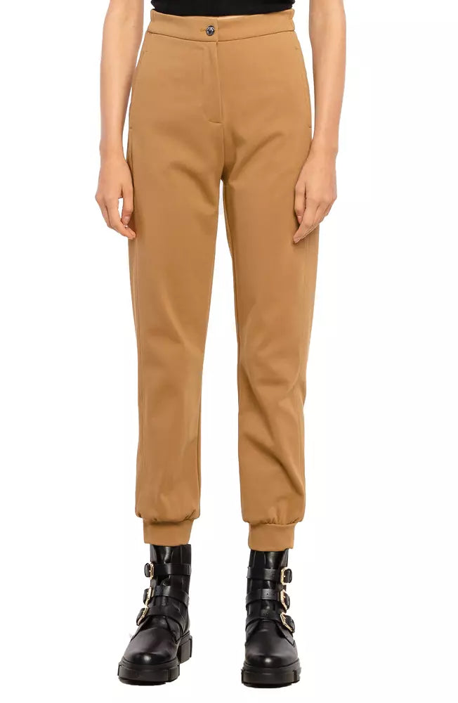 PINKO Chic Camel High-Waisted Trousers