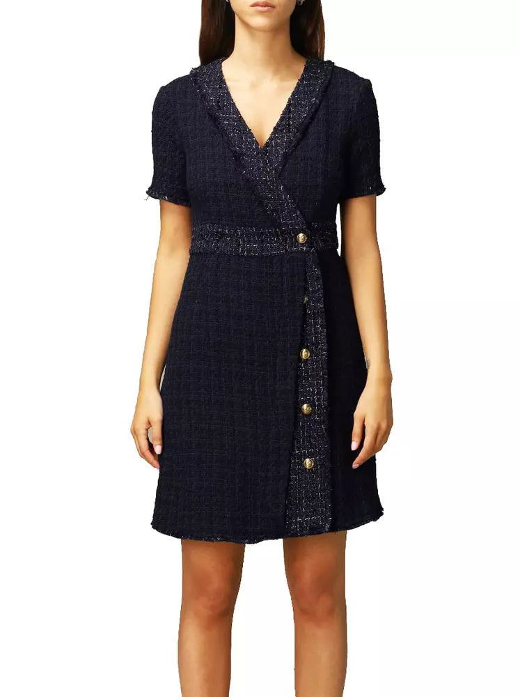 PINKO Elegant Tweed-Textured V-Neck Rinaldo Dress