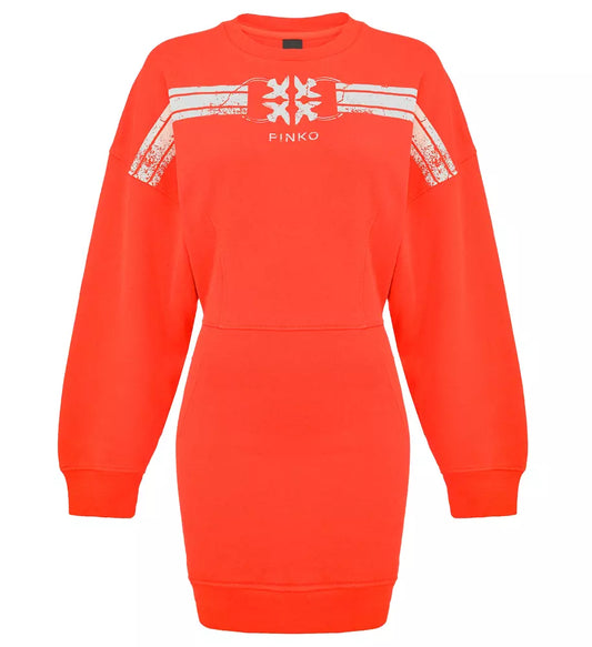 PINKO Chic Red Logo Sweatshirt Dress