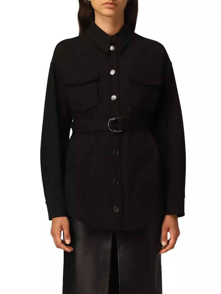 PINKO Sophisticated Black Shirt Jacket with Belt