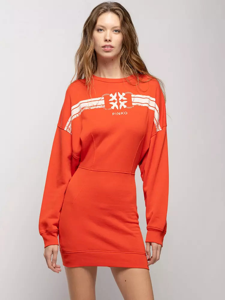 PINKO Chic Red Logo Sweatshirt Dress