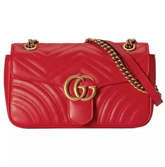 Gucci Elegant Red Chevron Matelassé Shoulder Bag