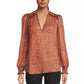 PINKO Spotted Print Metallic Thread Crepe Blouse