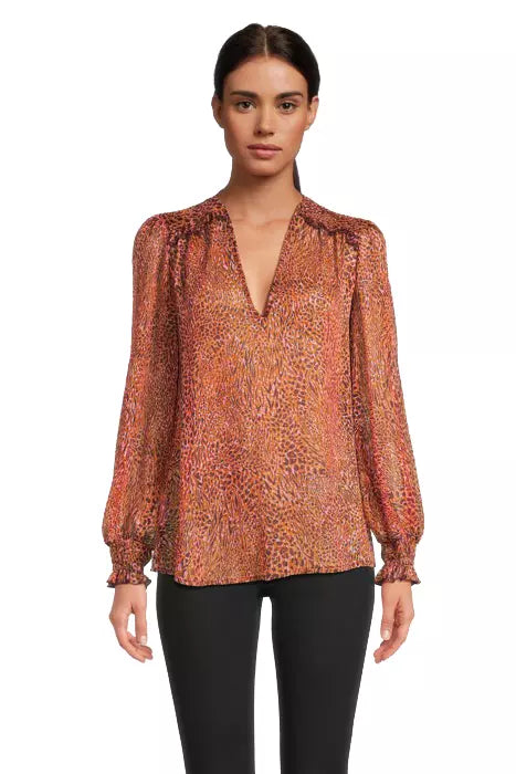 PINKO Spotted Print Metallic Thread Crepe Blouse