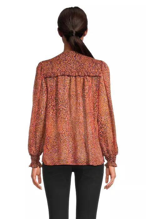 PINKO Spotted Print Metallic Thread Crepe Blouse