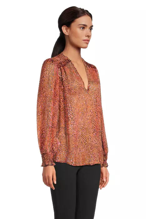 PINKO Spotted Print Metallic Thread Crepe Blouse