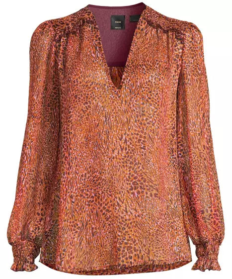 PINKO Spotted Print Metallic Thread Crepe Blouse