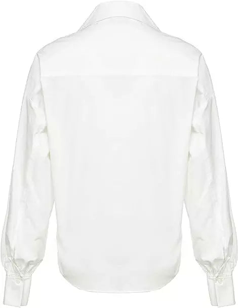 PINKO Elegant White Poplin Cotton Twinset Blouse