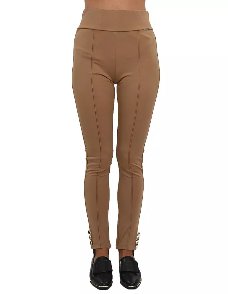 Liu Jo Elegant Stretch Jersey Trousers with Decorative Buttons