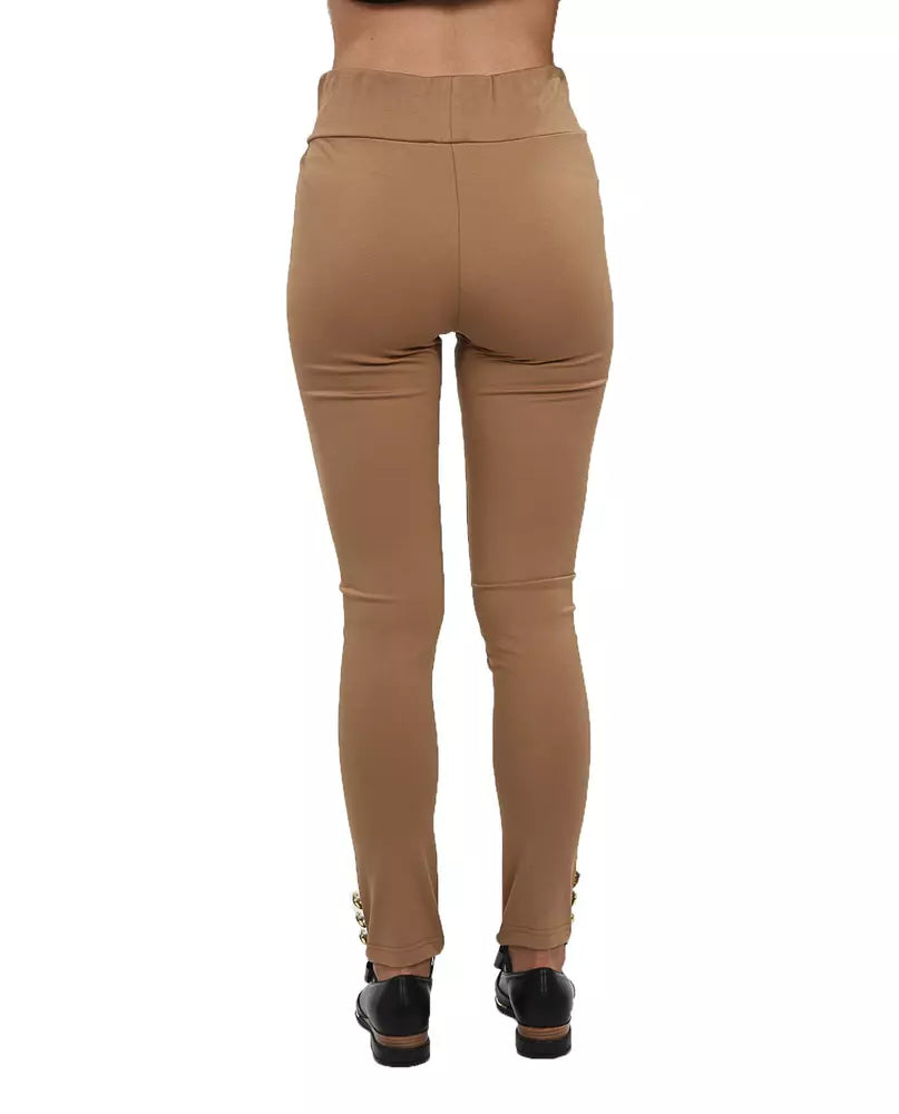 Liu Jo Elegant Stretch Jersey Trousers with Decorative Buttons