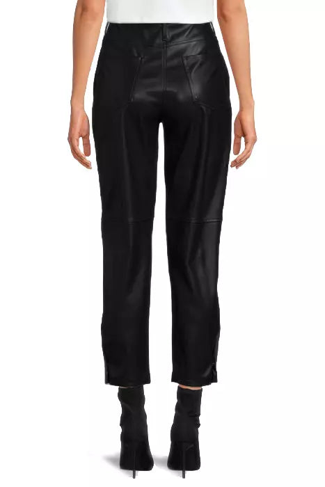 PINKO Chic Eco-Leather Medusa Trousers with Ankle Snaps