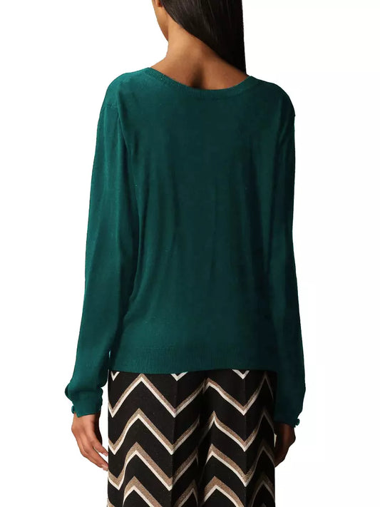 Twinset Silk Blend V-Neck Sweater with Ribbed Detail