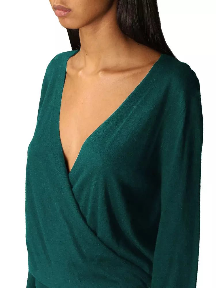 Twinset Silk Blend V-Neck Sweater with Ribbed Detail