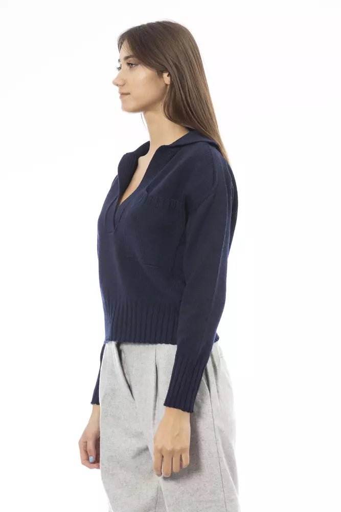 Alpha Studio Blue Wool Women Sweater