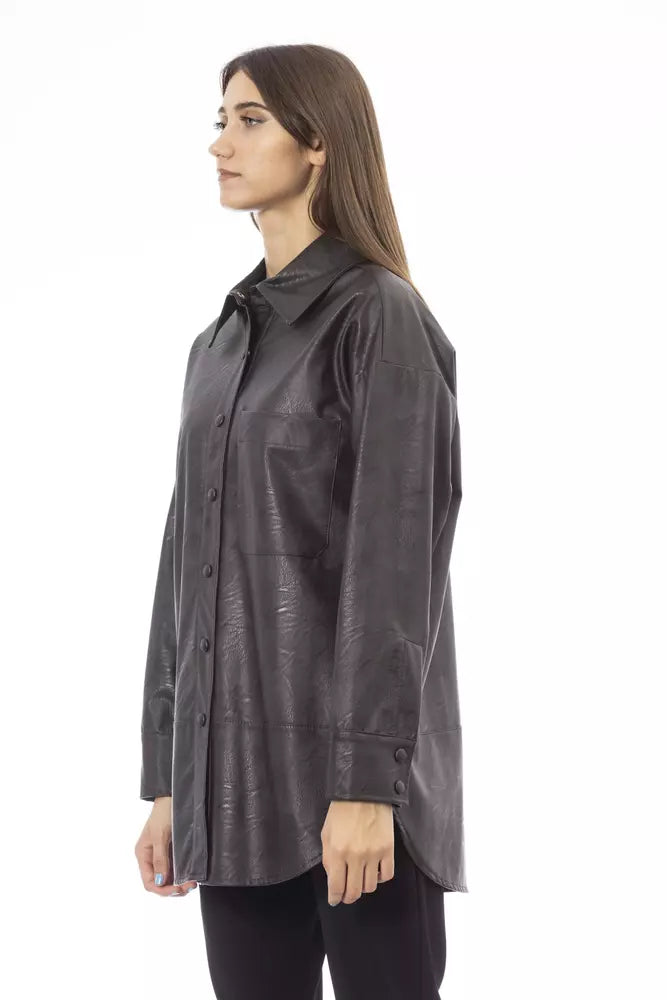 Alpha Studio Brown Polyethylene Women Shirt