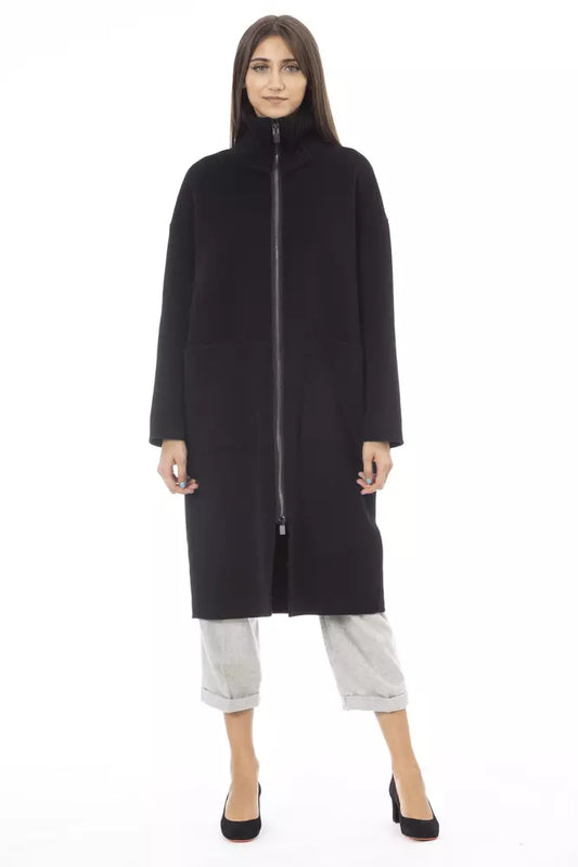 Alpha Studio Black Wool Women Coat