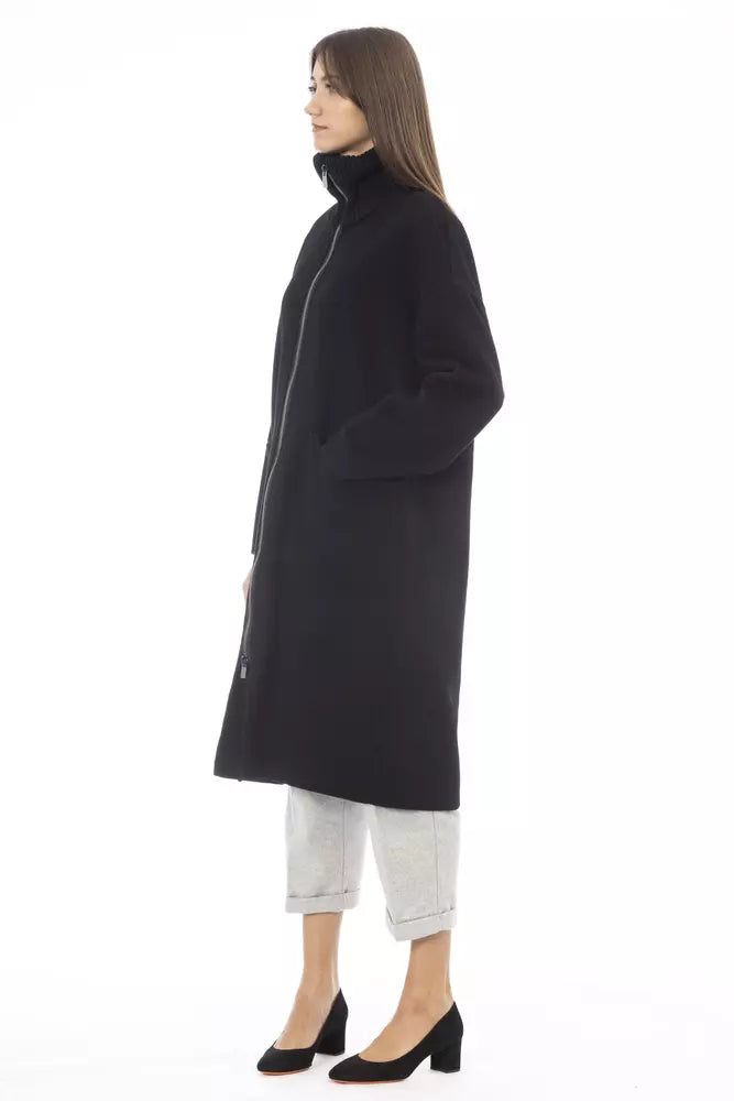 Alpha Studio Black Wool Women Coat