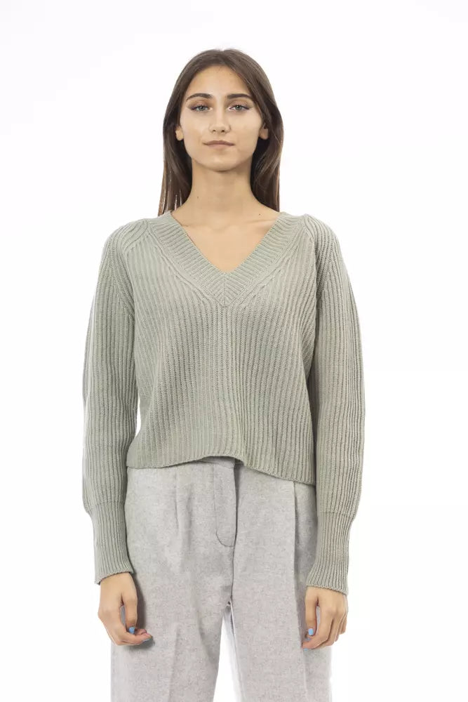 Alpha Studio Green Wool Women Sweater