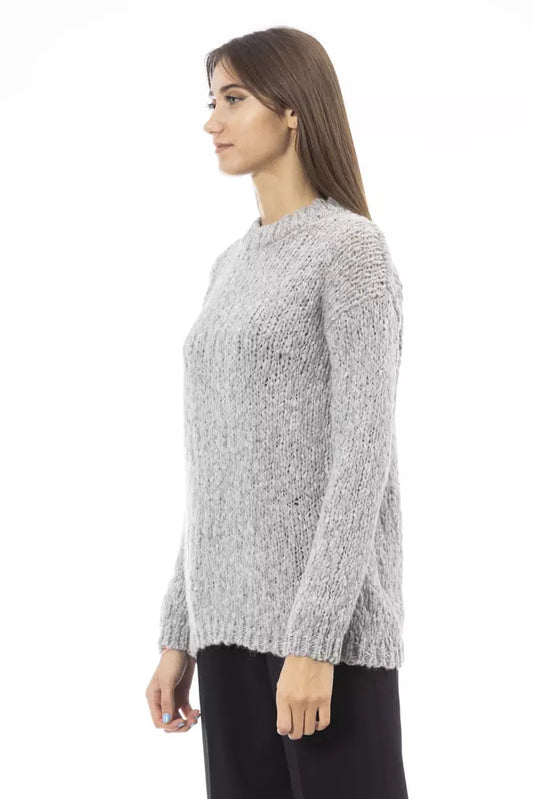 Alpha Studio Gray Acetate Women Sweater