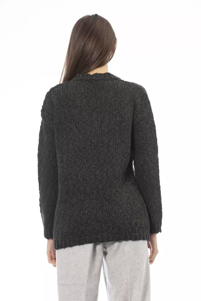 Alpha Studio Green Alpaca Women Sweater