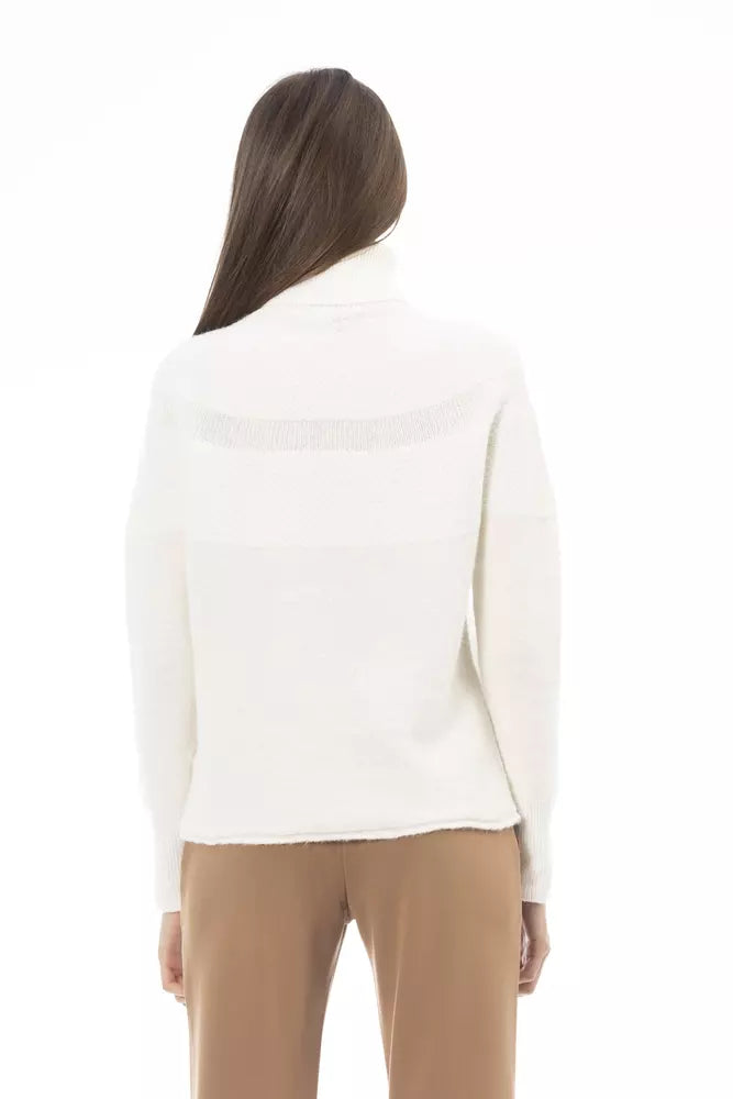 Alpha Studio White Alpaca Women Sweater