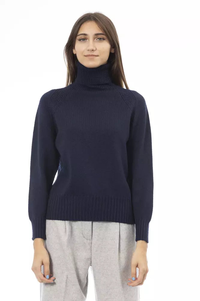 Alpha Studio Blue Wool Women Sweater