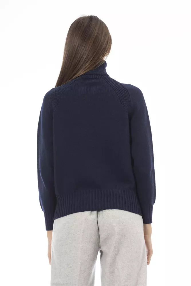 Alpha Studio Blue Wool Women Sweater