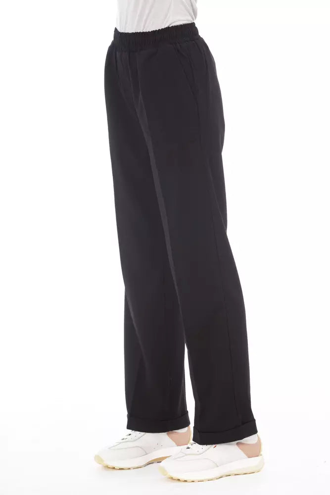 Alpha Studio Black Polyester Women Pant