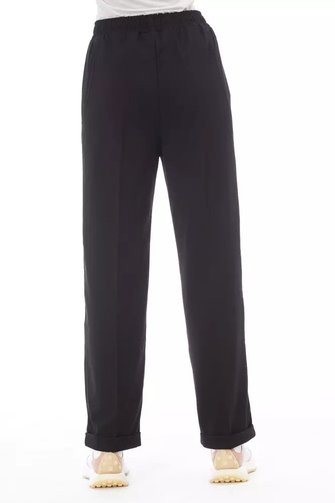 Alpha Studio Black Polyester Women Pant